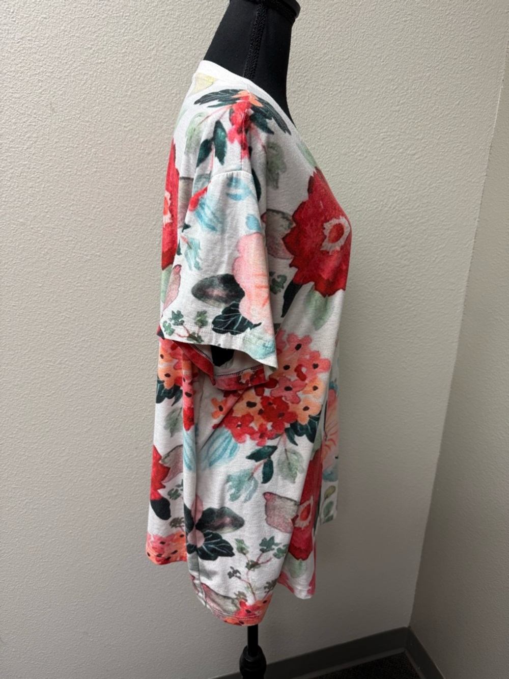 Floral V Neck Blouse 5XL Plus Size Red Orange White Boho Spring Summer Top - Picture 5 of 7
